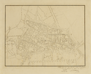216029 Plattegrond van de stad Utrecht met directe omgeving; met weergave van het stratenplan met bebouwingsblokken en ...